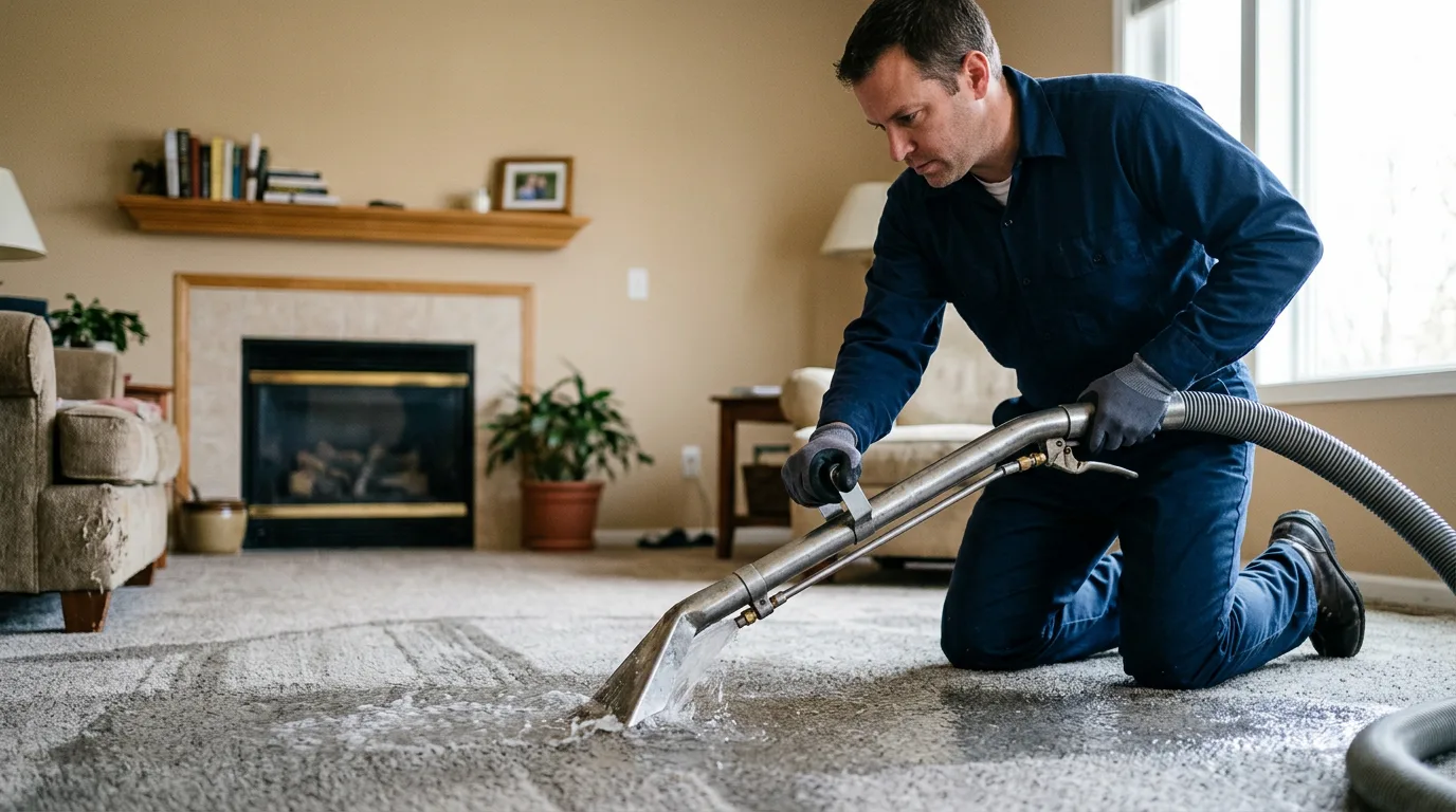 Water damage restoration technician working near Iberia, OH